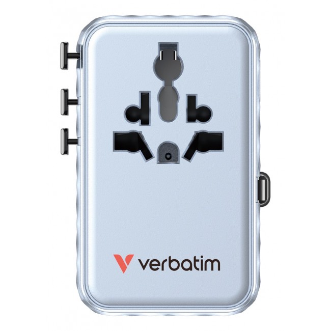 Verbatim Charge 'n' Travel 100W Universal Travel Adapter with retractable cable Blue