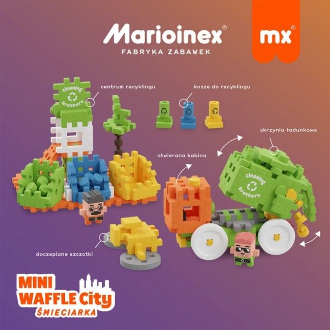 Marioinex Mini Waffle Building Blocks City: Refuse Collection Truck, 148 pieces