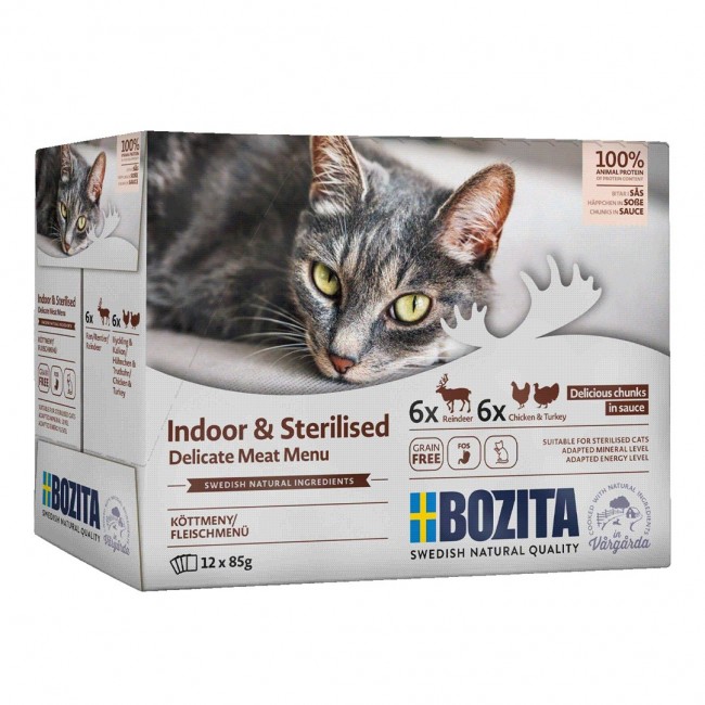 BOZITA Sterilised Delicate meat menu Box - wet cat food - 12x85g