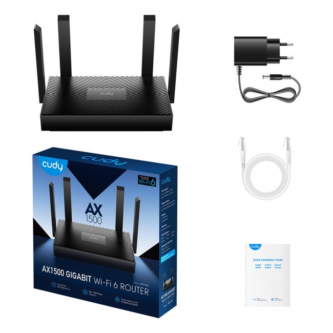 Cudy WR1500 wireless router Gigabit Ethernet Dual-band (2.4 GHz / 5 GHz) Black