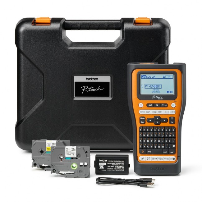 Brother PT-E560BTVP label printer Thermal transfer 180 x 180 DPI 20 mm/sec Wired & Wireless HSE/TZe Bluetooth QWERTZ Brother PT-E560BTVP label printer Thermal transfer 180 x 180 DPI 20 mm/sec Wired & Wireless HSE/TZe Bluetooth QWERTZ