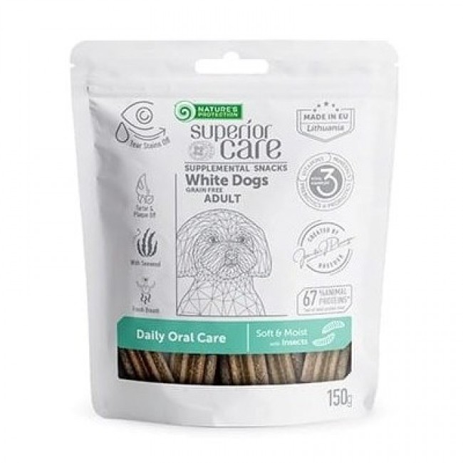 NATURE'S PROTECTION SC White Dogs Adult Daily Oral Care Insects - dog treat - 150 g NATURE'S PROTECTION SC White Dogs Adult Daily Oral Care Insects - dog treat - 150 g