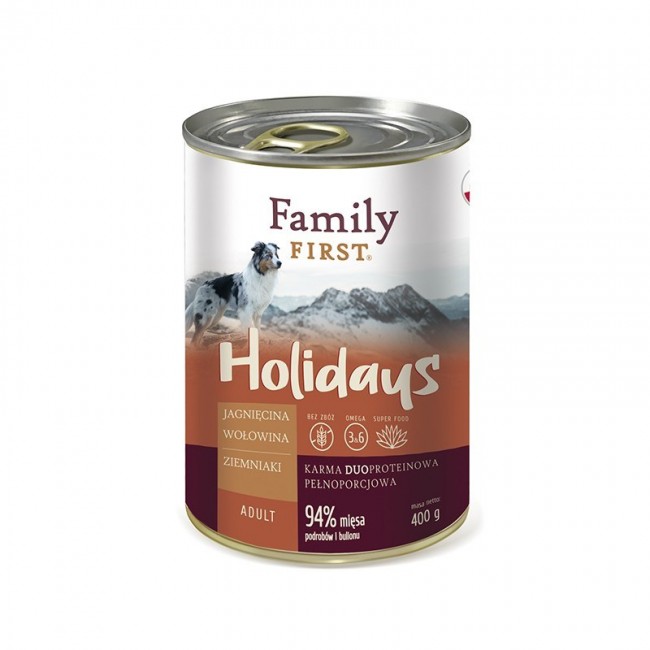 FAMILY FIRST Holidays Adult Lamb, Beef, Potato - Wet dog food 400g