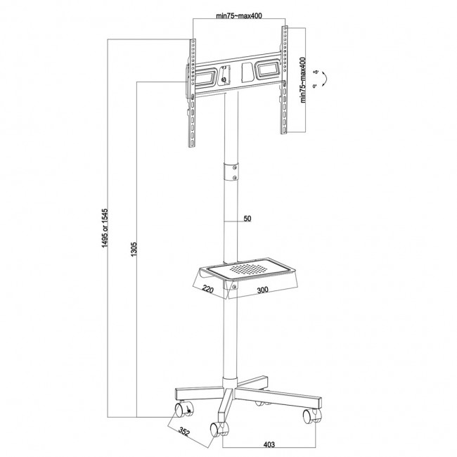 Maclean MC-949 TV Cart, Stand, Professional,32-55 Maclean MC-949 TV Cart, Stand, Professional,32-55
