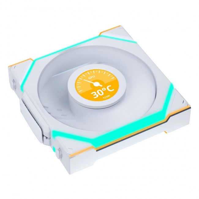 Lian Li UNI FAN SL Wireless LCD Fan, ARGB, PWM, 3-Pack incl. Controller - 120 mm, white Lian Li UNI FAN SL Wireless LCD Fan, ARGB, PWM, 3-Pack incl. Controller - 120 mm, white