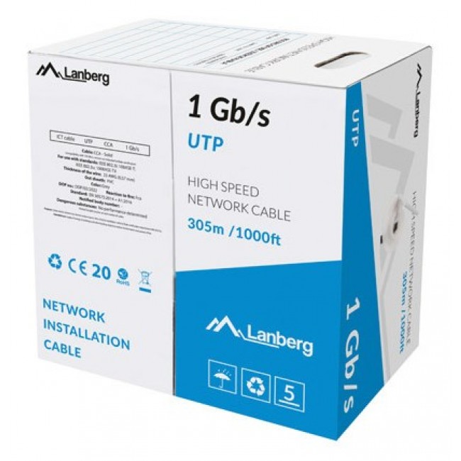 Lanberg LCU6-10CC-0305-S networking cable Grey 305 m U/UTP (UTP) Lanberg LCU6-10CC-0305-S networking cable Grey 305 m U/UTP (UTP)