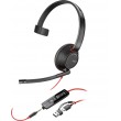 HP Poly Blackwire 5210 Monaural USB-C Headset +3.5mm Plug +USB-C/A Adapter