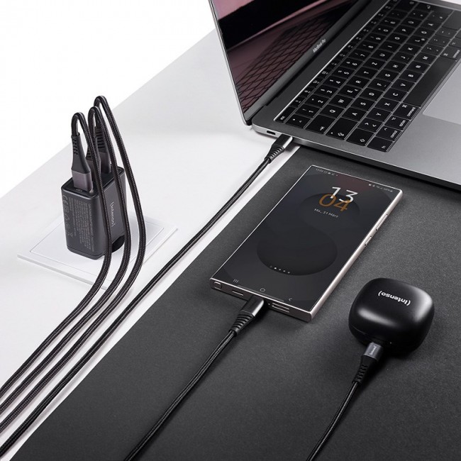Intenso Power Adapter W65ACC, USB power adapter with 1 USB-A and 2 USB-C ports, black