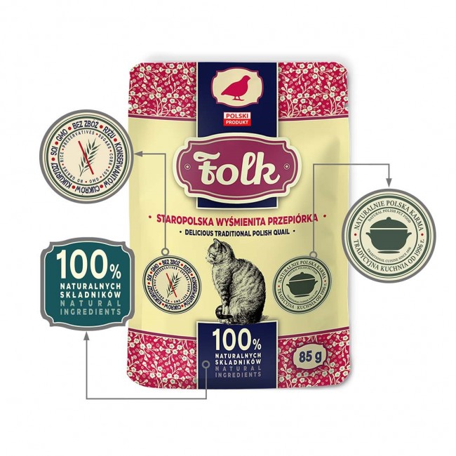 FOLK Delicious traditional polish quail - wet cat food - 85g FOLK Delicious traditional polish quail - wet cat food - 85g