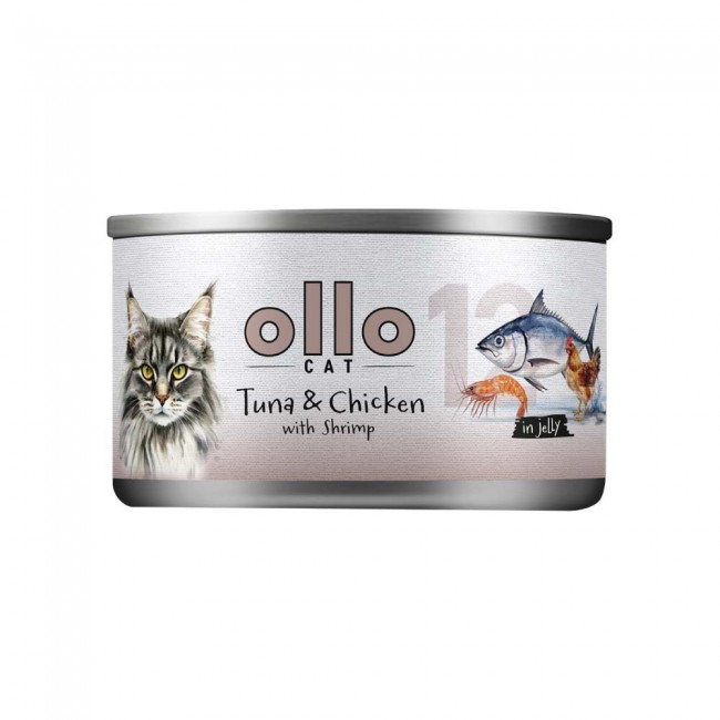 OLLO Cat nr 12 Tuna & Chicken with shrimp in jelly - wet cat food - 70g