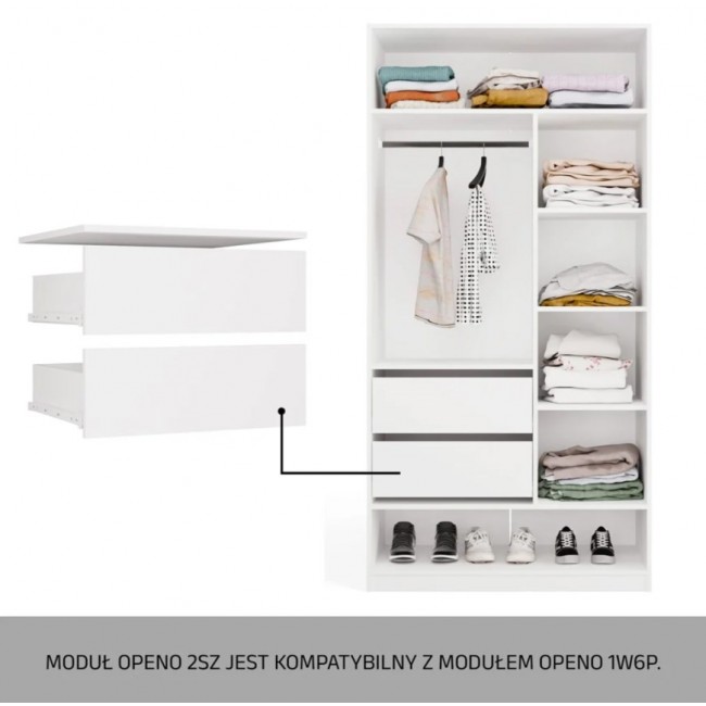OPENO 2SZ Drawer Unit, 2 Drawers, WHITE, for the Wardrobe, for the Bedroom