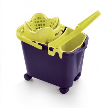 MERY Rectangular bucket on wheels 14 ltr with squeezer and refill