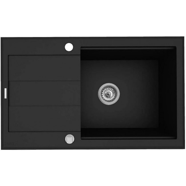 Granite sink with draining board Pyramis Sparta Plus Lux 070 083 701 78X48 1B 1D Black