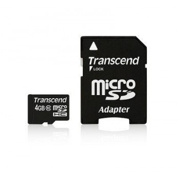 SD microSD Card 4GB Transcend SDHC Class10 w/adapter