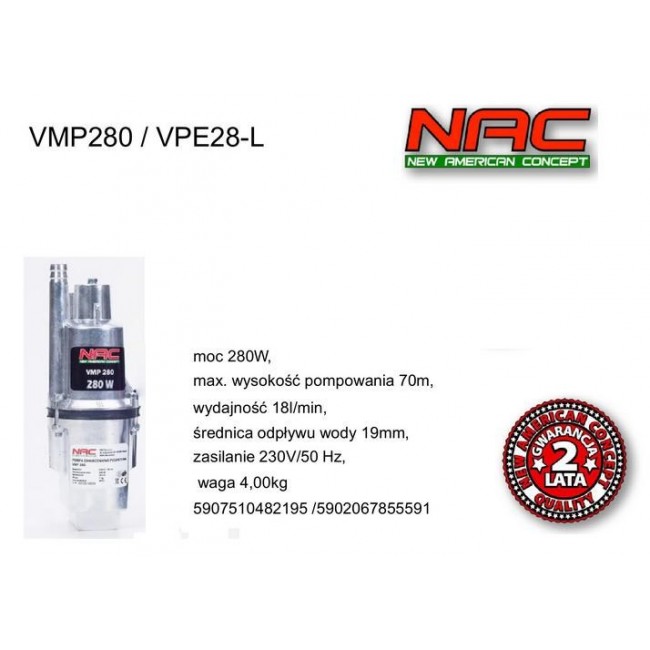 NAC DIAPHRAGM PUMP 280W/VPE28-L .