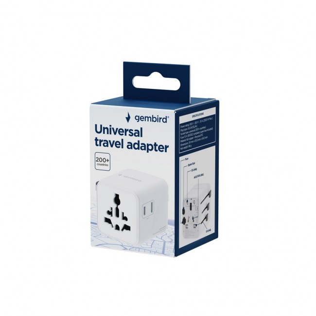 Gembird TPA-INT-01-W Universal travel power adapter, white Gembird TPA-INT-01-W Universal travel power adapter, white