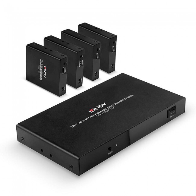 Lindy 70m Cat.6 4 Port HDMI 4K60 Splitter Extender Lindy 70m Cat.6 4 Port HDMI 4K60 Splitter Extender