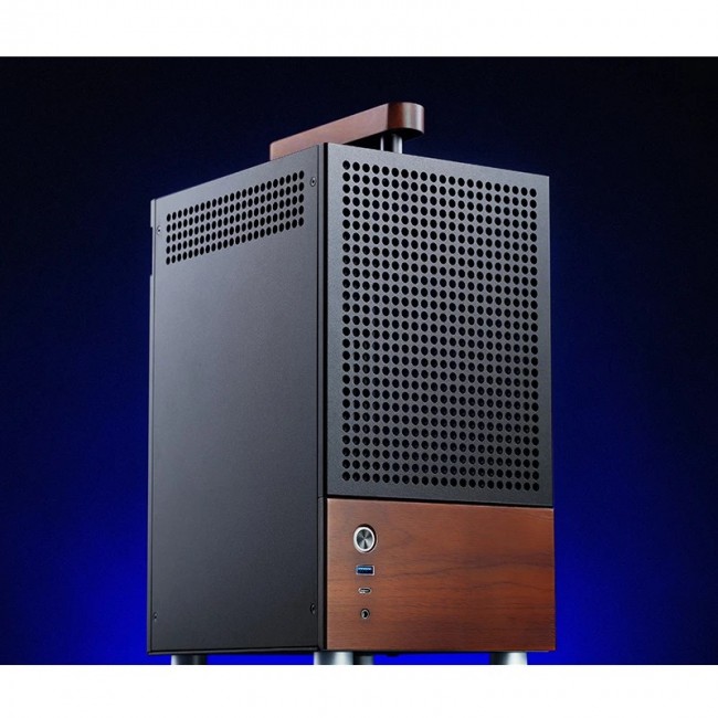 Jonsbo T6 PC Case, Mini-Tower, Mini-ITX, Tempered Glass, Wood, black
