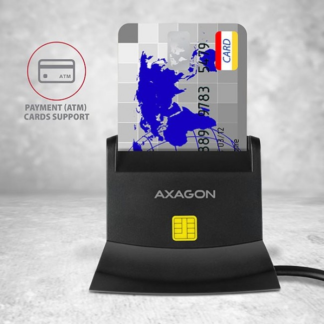 Axagon CRE-SM2 smart card reader Indoor USB USB 2.0 Black Axagon CRE-SM2 smart card reader Indoor USB USB 2.0 Black