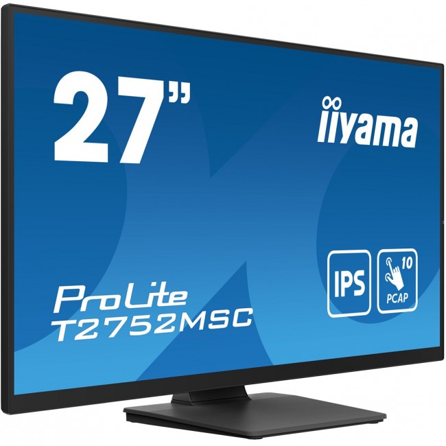 iiyama ProLite 27 Optical Bonded PCAP 10pt touchscreen monitor with IPS panel technology, edge-to-edge glass design and anti-fingerprint coating