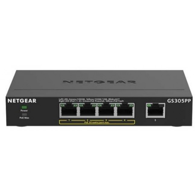 NETGEAR GS305PP Unmanaged Gigabit Ethernet (10/100/1000) Power over Ethernet (PoE) Black