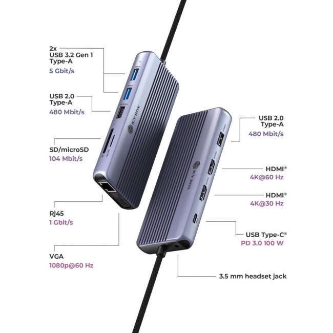 ICY BOX IB-DK4062-CPD Wired USB 3.2 Gen 1 (3.1 Gen 1) Type-C Anthracite
