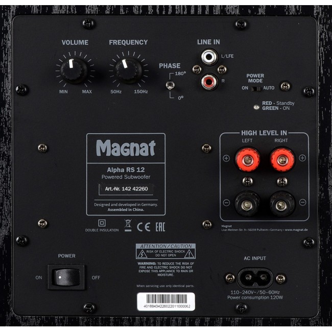Magnat ALPHA RS12 Black Active subwoofer 120 W