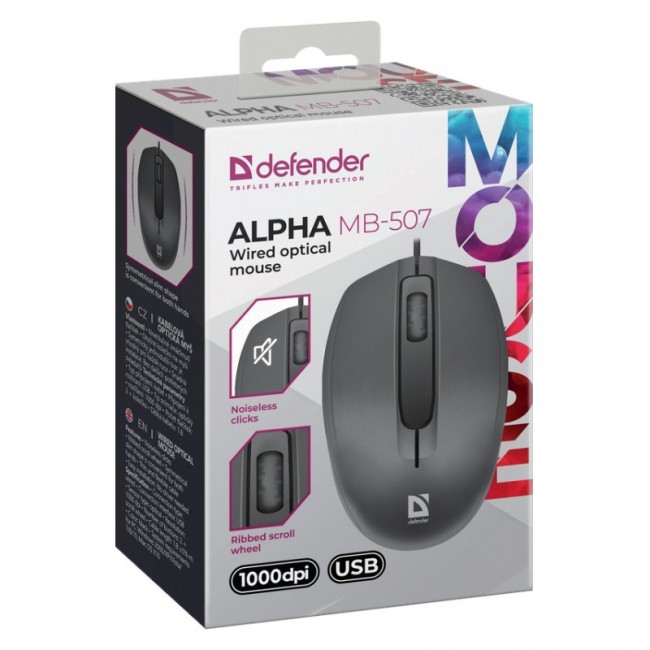 MOUSE DEFENDER ALPHA MB-507 OPTICAL 1000dpi 3P BLACK SILENT CLICK MOUSE DEFENDER ALPHA MB-507 OPTICAL 1000dpi 3P BLACK SILENT CLICK
