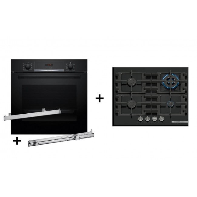Zestaw piekarnik BOSCH HBA514BB3 + prowadnice teleskopowe BOSCH HEZ538000 + p yta gazowa BOSCH PNH6B6K40 Zestaw piekarnik BOSCH HBA514BB3 + prowadnice teleskopowe BOSCH HEZ538000 + p yta gazowa BOSCH PNH6B6K40