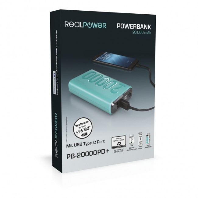 RealPower PB-20000PD+ Nutopia 20000 mAh Blue
