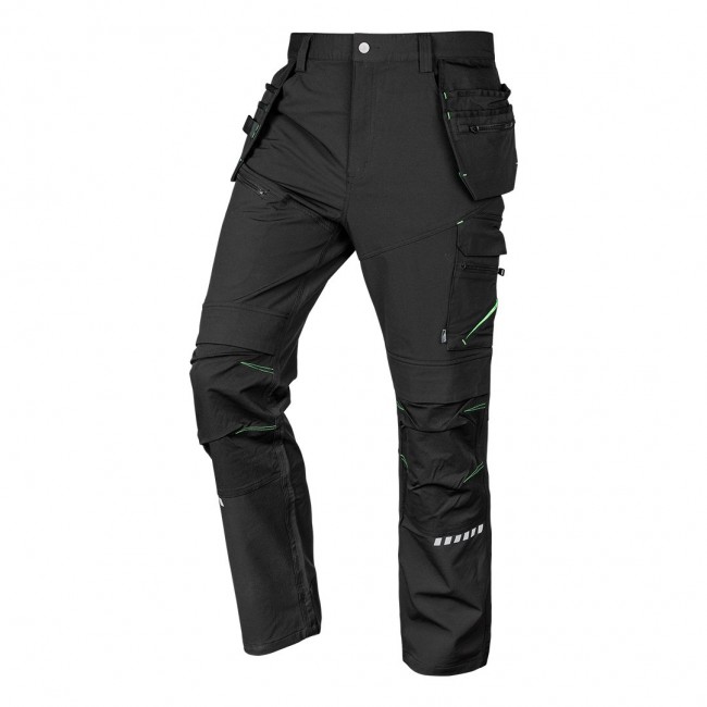 Spodnie robocze Mix&Match, 4 way stretch, z kaburami, Cordura, czarne, rozmiar M