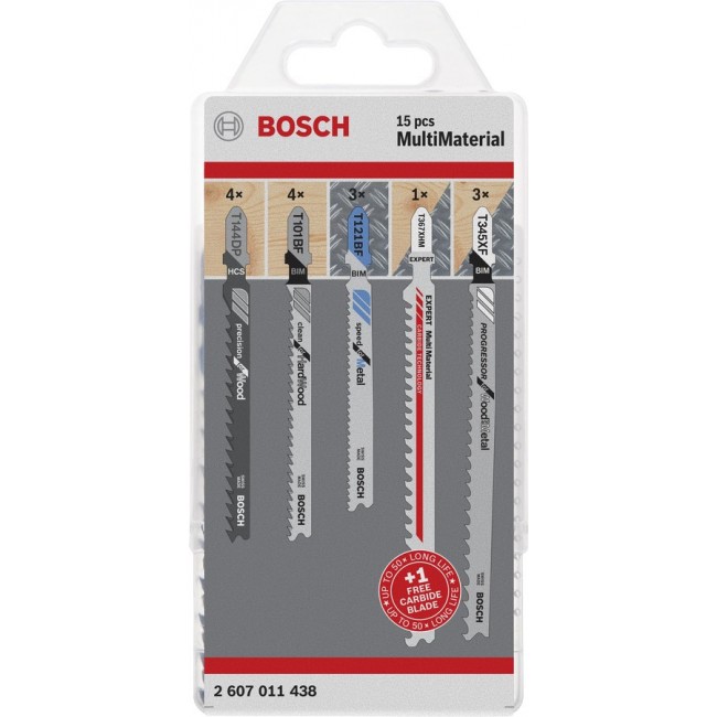 Bosch 2 607 011 438 jigsaw/scroll saw/reciprocating saw blade Jigsaw blade Carbide 15 pc(s)