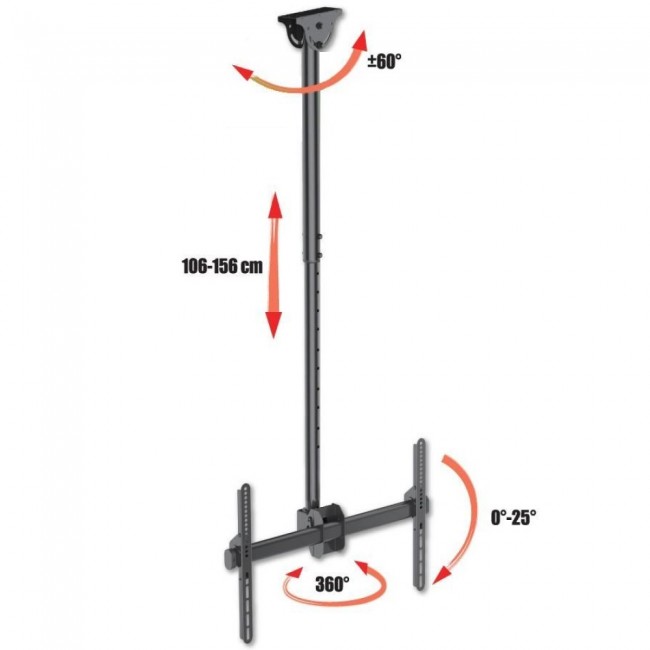 Techly 37-70 Telescopic Ceiling Long Support LED TV LCD