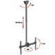 Techly 37-70 Telescopic Ceiling Long Support LED TV LCD