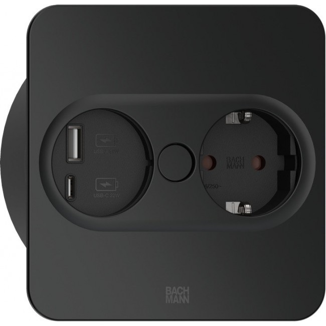 Bachmann 946.105 socket-outlet Type F + USB A + USB C Stainless steel
