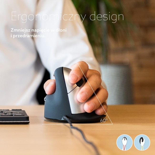 R-Go Tools Ergonomic mouse R-Go HE Break with break software, large (hand size 185 mm), left-handed, Wired, black