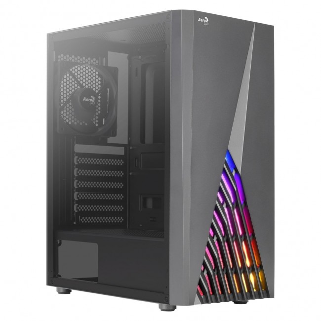 Aerocool DELTABKV1 ATX PC Case RGB Front Full Side Window 12cm Fan Black