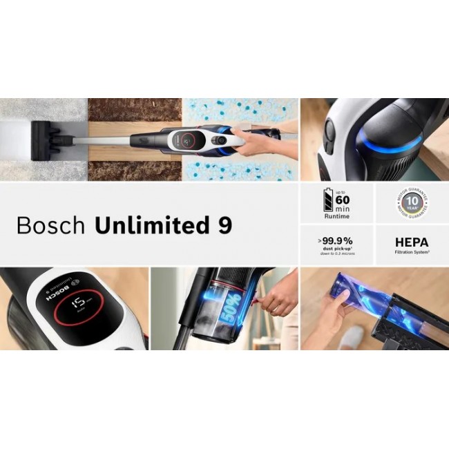 Bosch BCS931WBA stick vacuum/electric broom Battery Dry HEPA Bagless 0.4 L White 3 Ah Bosch BCS931WBA stick vacuum/electric broom Battery Dry HEPA Bagless 0.4 L White 3 Ah