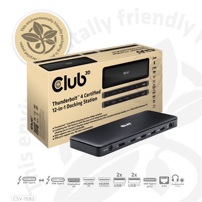 CLUB3D Thunderbolt 4 Certified 12-in-1 Docking Station CLUB3D Thunderbolt 4 Certified 12-in-1 Docking Station