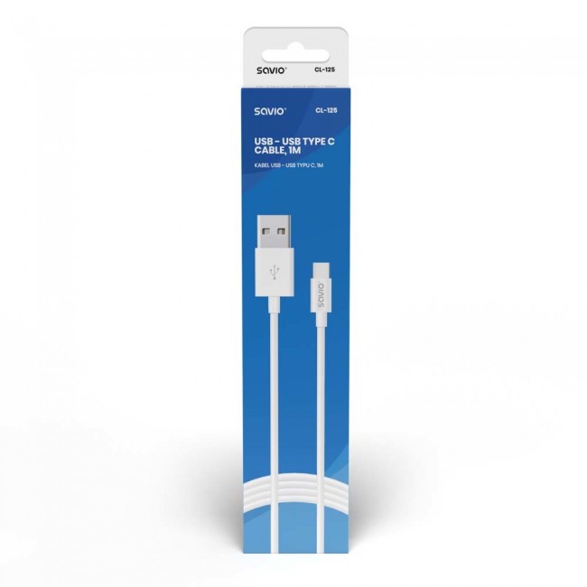 Savio CL-125 USB cable USB 2.0 1 m USB A USB C White