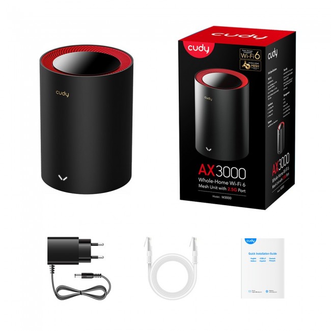 Cudy M3000 Dual-band (2.4 GHz / 5 GHz) Wi-Fi 6 (802.11ax) Black, Red 1 Internal Cudy M3000 Dual-band (2.4 GHz / 5 GHz) Wi-Fi 6 (802.11ax) Black, Red 1 Internal