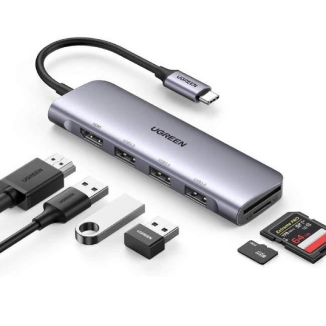 Ugreen 20956A interface hub USB Type-C 5000 Mbit/s Silver