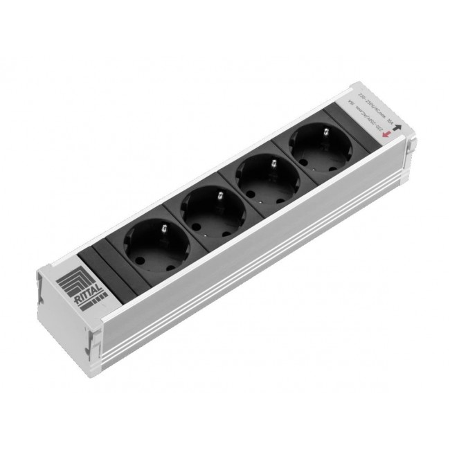 Rittal DK 7856.100 power extension 4 AC outlet(s) Indoor Aluminium, Black