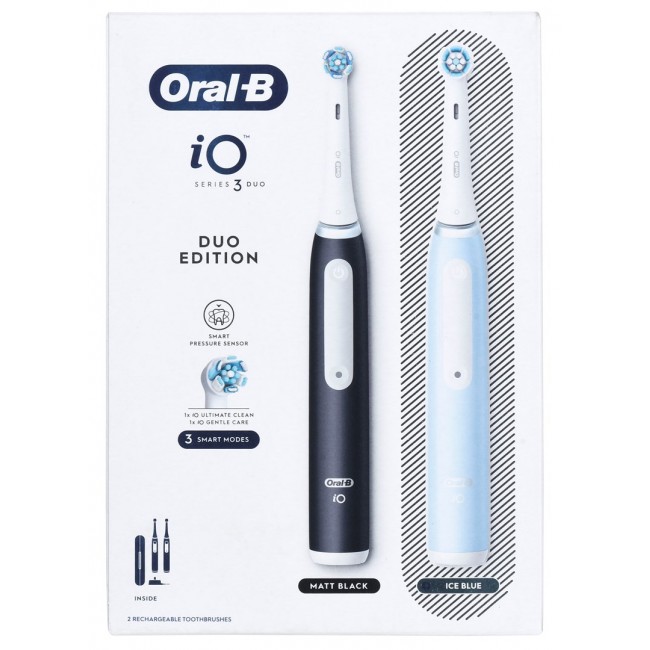 Braun Oral-B iO 3 electric toothbrush set DUO BLACK & BLUE Braun Oral-B iO 3 electric toothbrush set DUO BLACK & BLUE