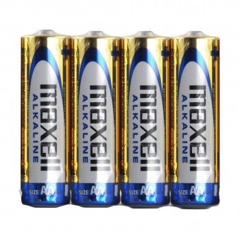 Maxell ALKALINE LR06 LR6 AA alkaline batteries, 4-pack, 1.5V, foil packaging