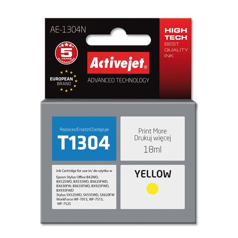 Activejet AE-1304N Ink (replacement for Epson T1304 Supreme 18 ml yellow) Activejet AE-1304N Ink (replacement for Epson T1304 Supreme 18 ml yellow)