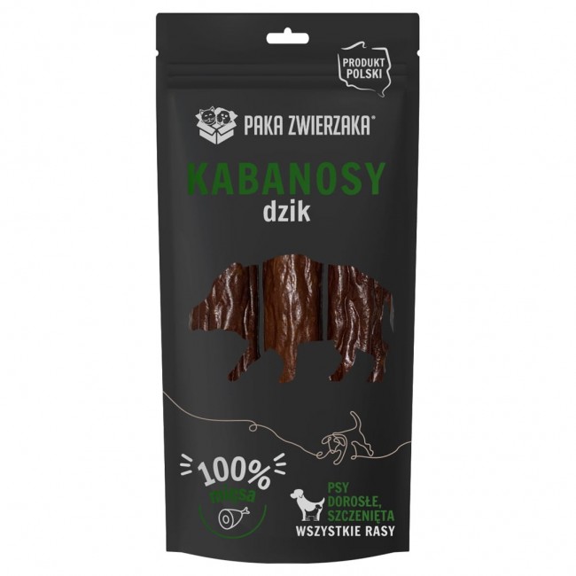PAKA ZWIERZAKA Sausages Wild boar - dog treat - 80g PAKA ZWIERZAKA Sausages Wild boar - dog treat - 80g