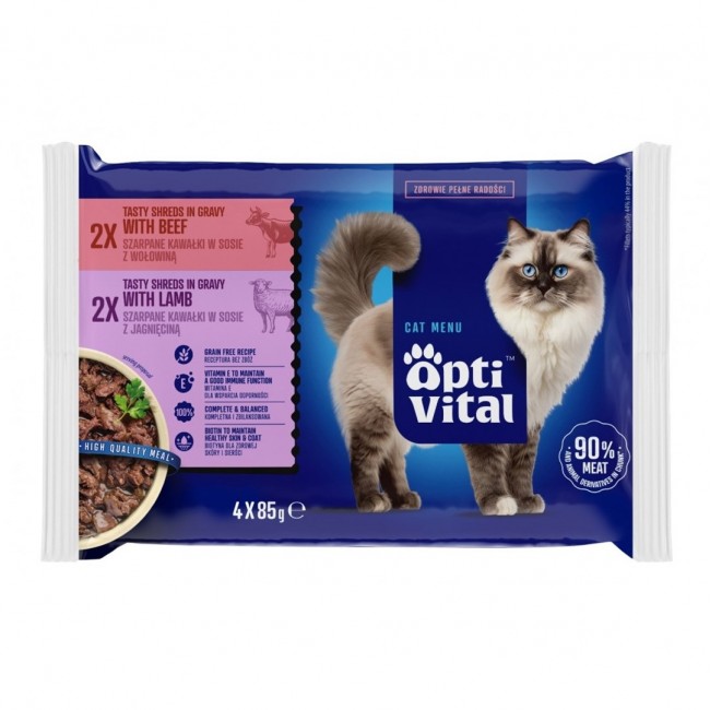 OPTIVITAL Lamb and beef - wet cat food - 4x85g