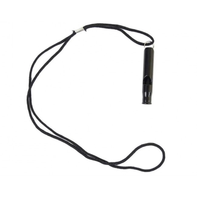 Survival whistle, aluminium , black