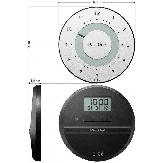 Needit ParkOne parking disc Black, White, Metallic Electronic